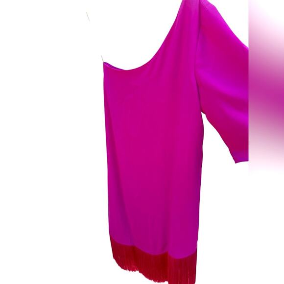 Trina Turk Gull Asymmetric Fringe Hem One Shoudler Dress Size XS NWT Boho Glam - Picture 5 of 7